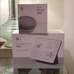 New (unopened) Google Home Hub + Google Home Mini